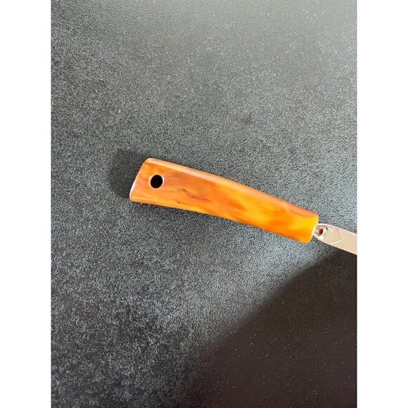 VTG Ladle Strainer Bakelite Brown Butterscotch Swirl Handle Stainless Steel MCM - Picture 13 of 16